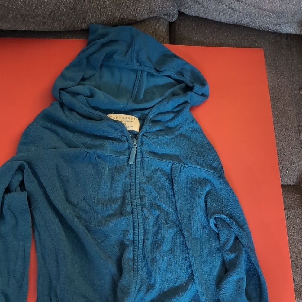 Blue Hooded Zip-Up Sweater